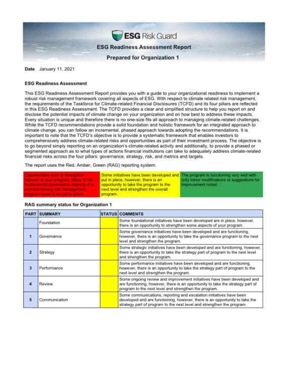 ESG readiness assessment report